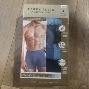 Perry Ellis 4 PACK Soft Luxe Viscose Boxer Briefs Size Medium(32-34)Comfort NEW